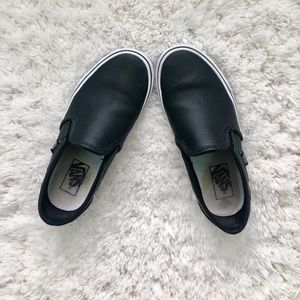 Vans Perforated Black Leather Slip On Sneaker